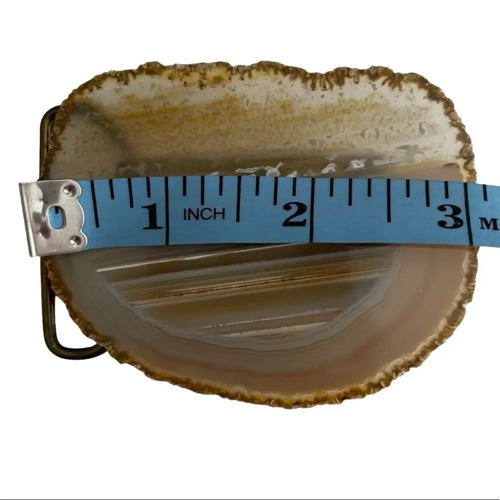 POLISHED Geode Agate Gemstone Slice Belt Buckle